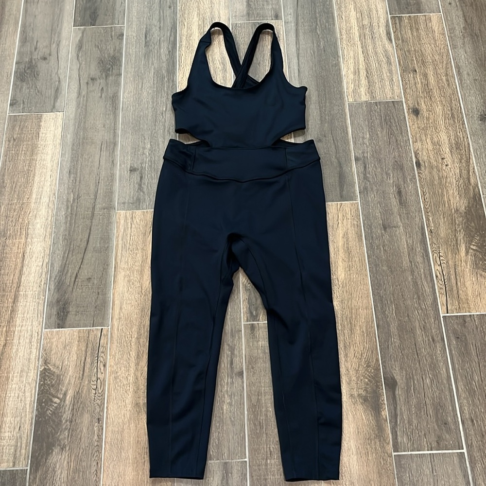 NEW Free People Movement My High Onesie Open Back Jumpsuit Black Size Large - Picture 2 of 6